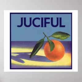 Pôster Arte de rótulo de caixa de frutas vintage, laranja