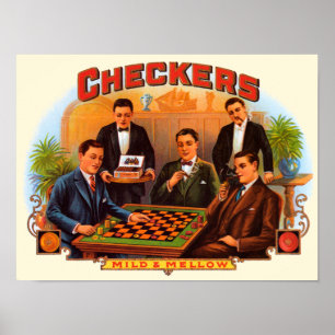 Pôster Arte de rótulo de charuto vintage, Checkers Mild a