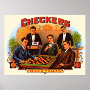 Pôster Arte de rótulo de charuto vintage, Checkers Mild a