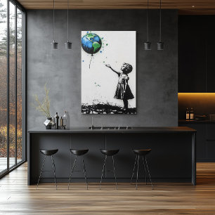 Poster Arte de Rua Ambiental Graffiti em Verde e Azul