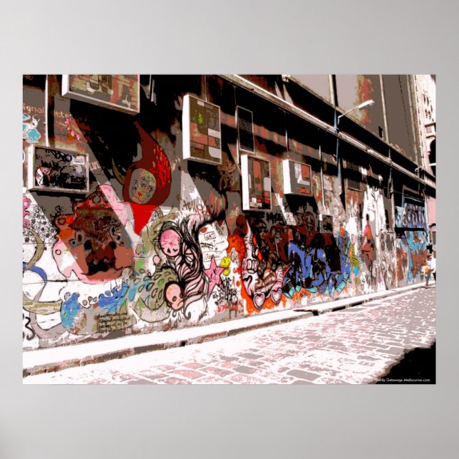 Pôster Arte de rua e Grafite em Hosiers Lane, Melbourne (Frente)