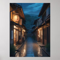 Arte de Rua Japonesa com Chuva Nebulosa
