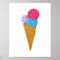Arte de Sala de Bebê de Cone de Sorvete Fofo