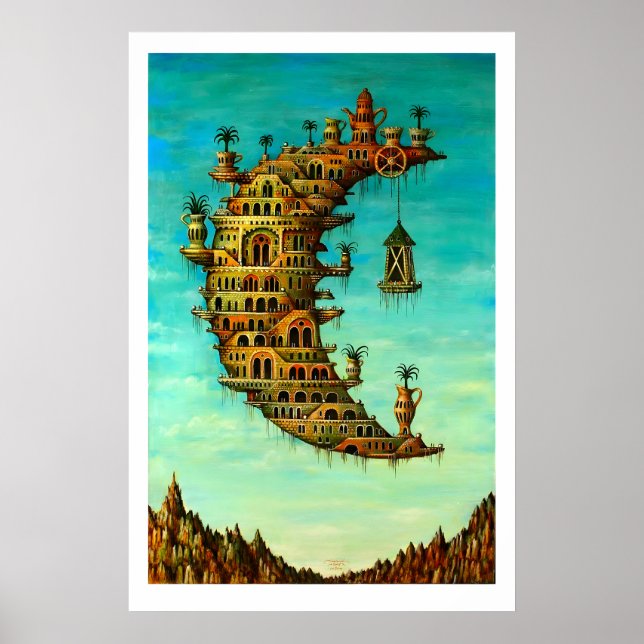Poster Arte de Salvador Dali Impressa Vivendo na Lua (Frente)