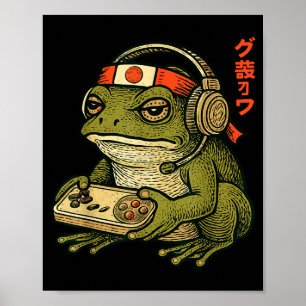 Poster Arte de Sapo Japonês para Gamer Homens Mulheres Me