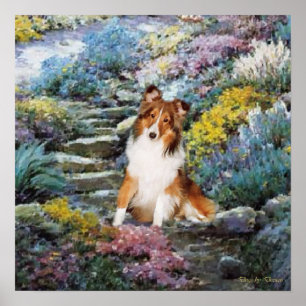 Poster Arte de Sheltie onde o amor cresce