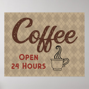 Poster Arte de Sinal de Compro de Café Retroativo