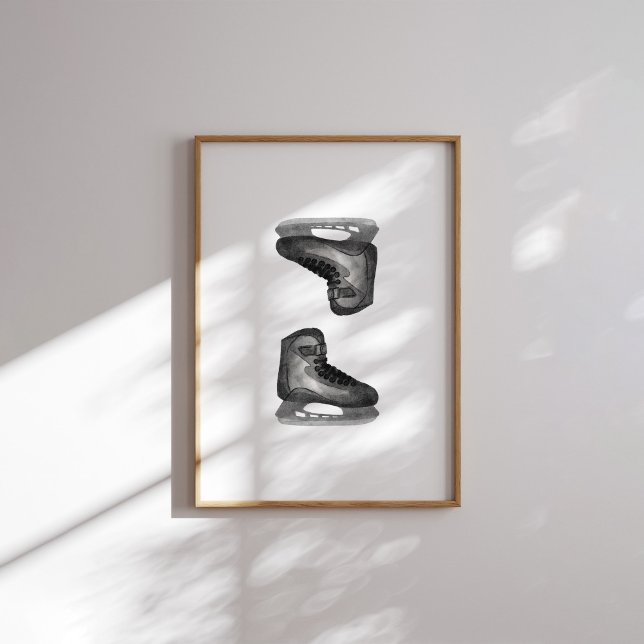 Poster Arte de skate de hóquei em gelo preto (Criador carregado)