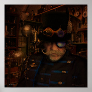 Pôster Arte de Steampunk - capitão Sean do inventor da