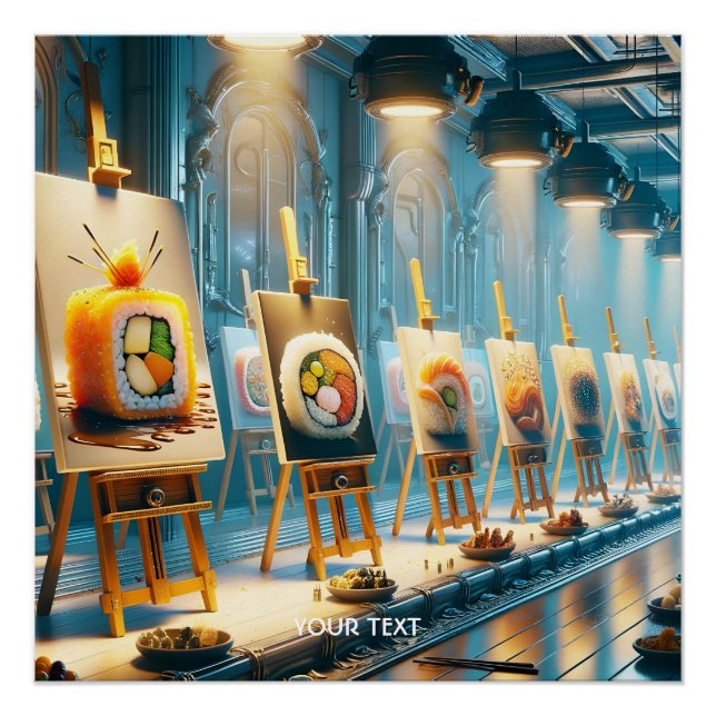 Pôster Arte de Sushi Fantasia Fofa (Frente)