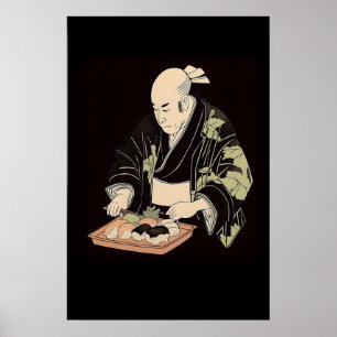 Poster Arte de Sushi Japonês Vintage - Tradicional