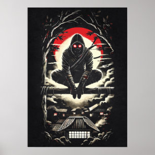 Poster Arte de Tatuagem de Anime Japonês Shinobi da Lua V