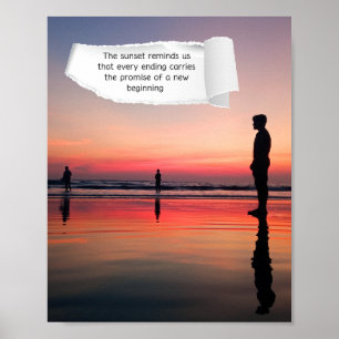 Poster Arte de tela de praia de pôr do sol inspirador