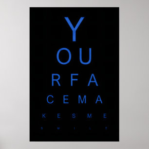 Poster Arte de Teste de Visão Seu Rosto Me Faz Sorrir, En