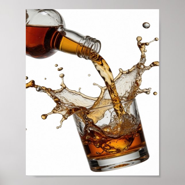 Poster Arte de texto 3D atraente em prata WHISKY SPLASH (Frente)