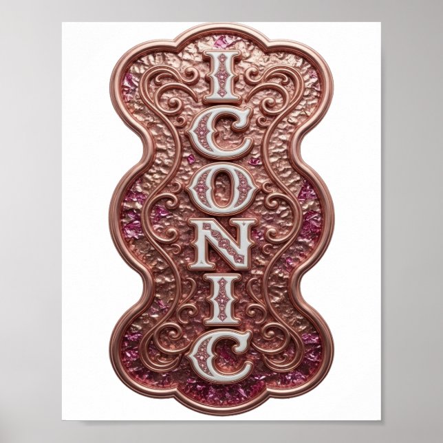 Poster Arte de texto 3D atraente ICONIC Silver (Frente)