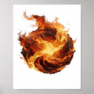 Poster Arte de Texto 3D Bola de Fogo Prata Limpa