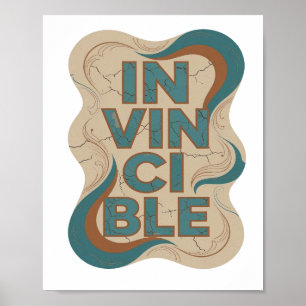 Poster Arte de Texto 3D Clássico em Teal INVENCÍVEL