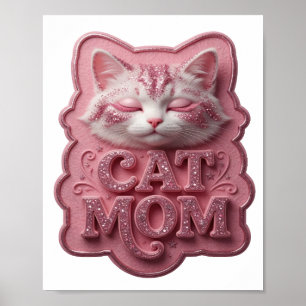 Poster Arte de texto 3D cor-de-rosa Artística GATA MÃE