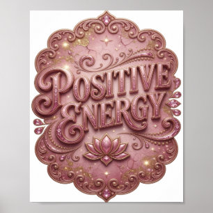 Poster Arte de Texto 3D de Rosa Fresco ENERGIA POSITIVA