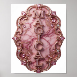 Poster Arte de Texto 3D Dinâmico Dourado MÁGICO