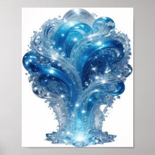 Poster Arte de texto 3D do ELEMENTO ÁGUA Azul Tendência