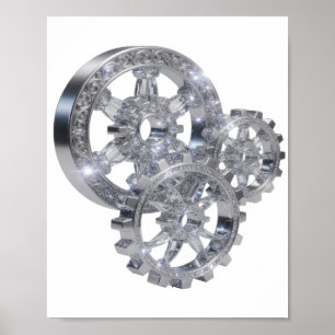 Poster Arte de Texto 3D em Prata Afiada GEMS EM MOVIMENTO