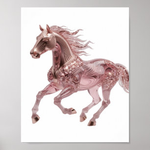 Poster Arte de texto 3D em prata icônica CAVALO em ouro r