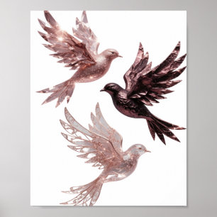 Poster Arte de texto 3D em Prata Vibrante ROSA OURO PÁSSA