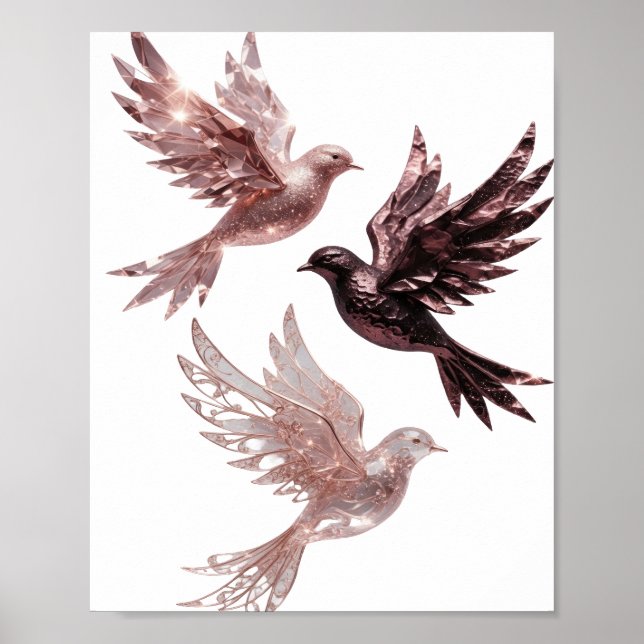 Poster Arte de texto 3D em Prata Vibrante ROSA OURO PÁSSA (Frente)