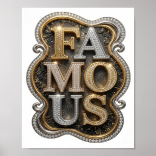 Poster Arte de texto 3D FAMOSO Dourado Elegante