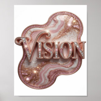 Poster Arte de Texto 3D Icone Ouro VISION
