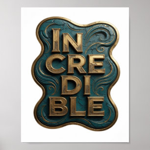 Poster Arte de Texto 3D INCREDÍVEL Snappy Gold