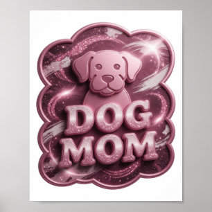 Poster Arte de texto 3D Legal Rosa MÃE DE CACHORRO