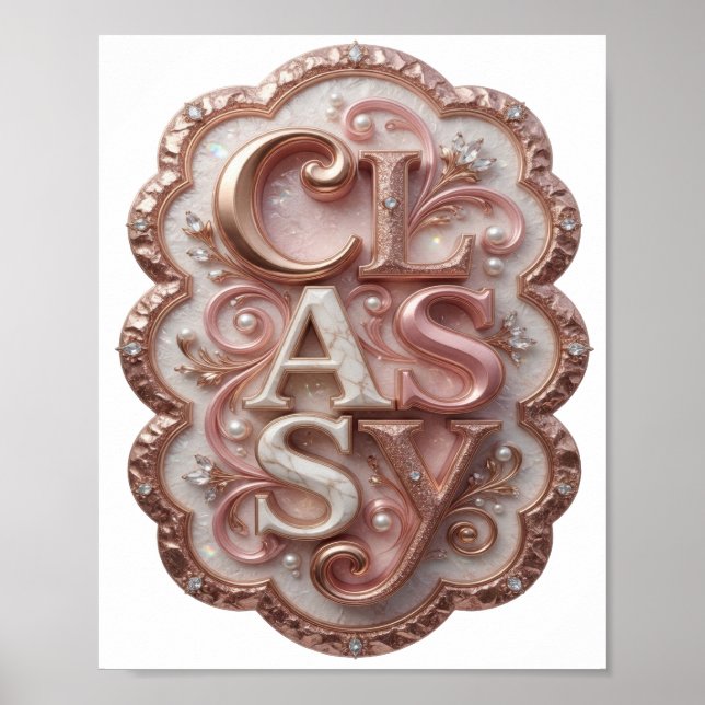 Poster Arte de Texto 3D Rosa Artística CLASSE (Frente)