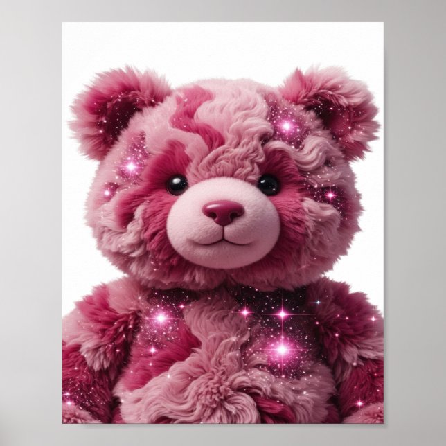 Poster Arte de texto 3D rosa chamativo SPACE BEAR (Frente)