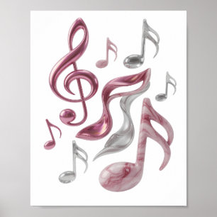Poster Arte de texto 3D Statement Silver MÚSICA EM CADA N