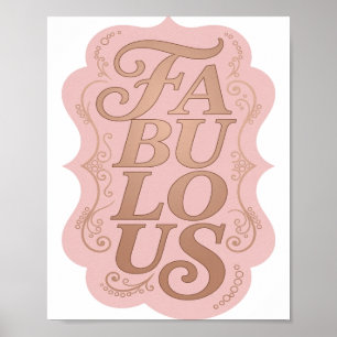 Poster Arte de Texto Dinâmico em Ouro FABULOSO 3D