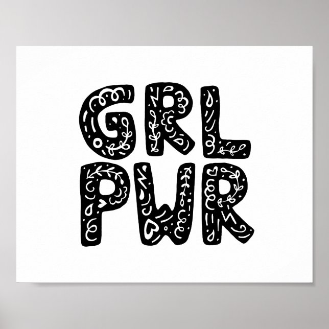 Poster Arte de Tipografia de Energia de Rapariga GRL PWR (Frente)