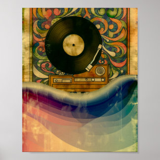 Poster Arte de toca-discos psicodélico