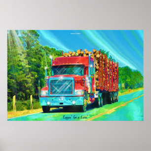 Pôster Arte de Transporte de Caminhões de Autoestradas Am