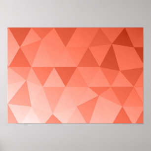 Poster Arte de Triângulo Abstrato - Tons Vermelhos