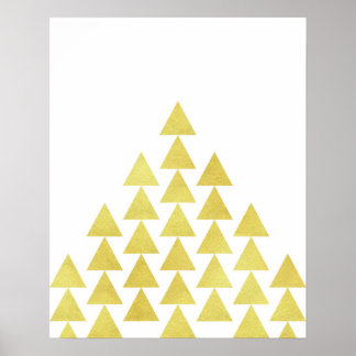 Poster Arte de triângulo de folhas de ouro geométrica min