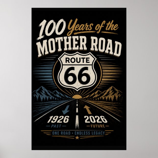 Poster Arte de Tributo à Rodovia do Centenário da Rota 66 (Frente)