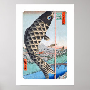 Pôster Arte de Ukiyo-e do japonês da ponte de Hiroshige