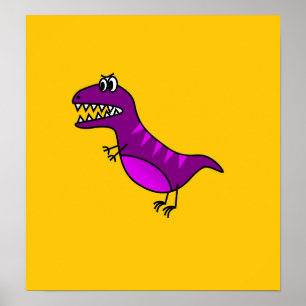 Pôster Arte de um dinossauro roxo e bonito