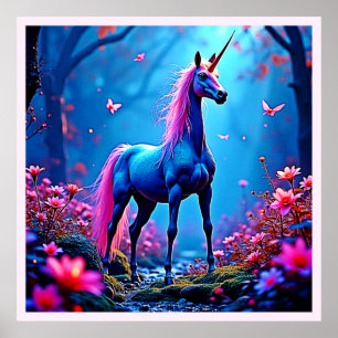 Poster Arte de Unicórnio de Fantasia Mística