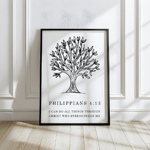 Poster Arte de Versículo Bíblico Cristão Filipenses 4:13