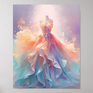 Poster Arte de Vestido Couture Pastel Sonhador
