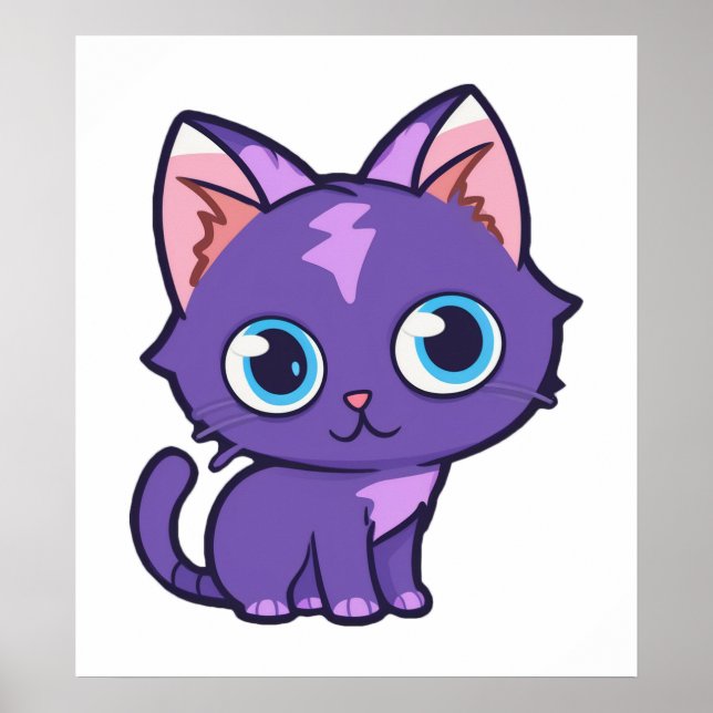 Poster Arte de Vetor de Gato de Animo Roxo (Frente)